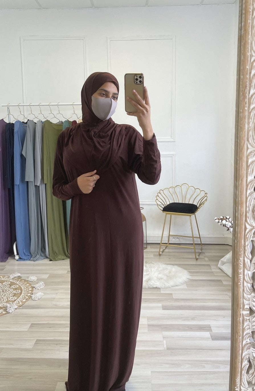 Robe prière à enfiler jersey - Marron