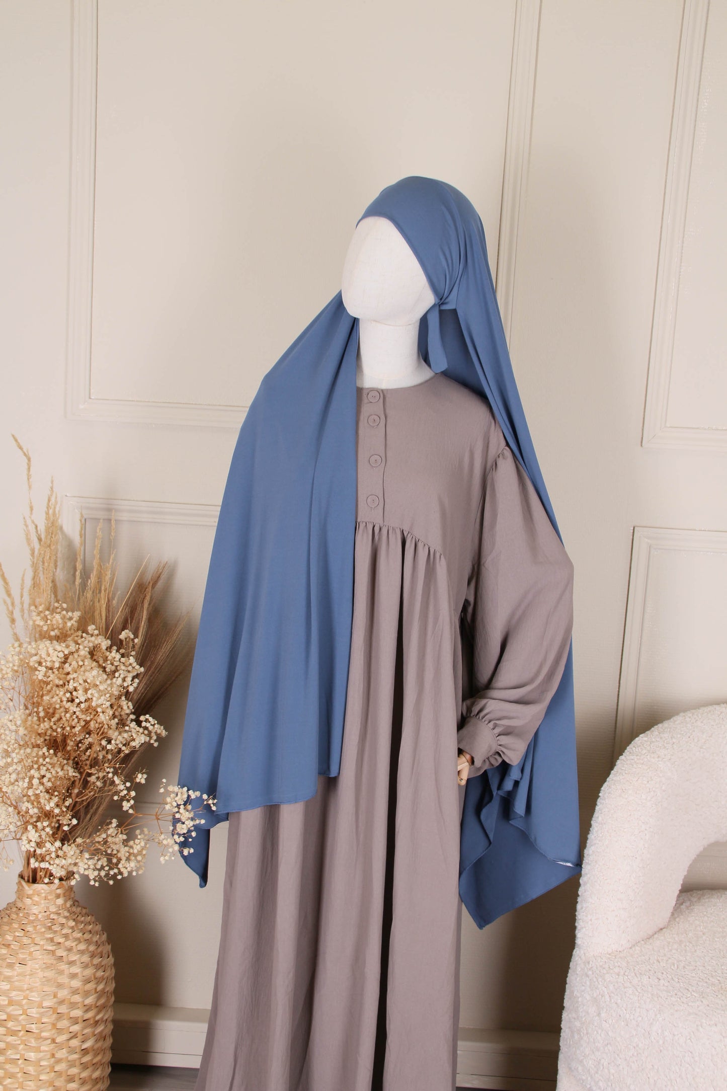 Hijab à nouer jersey premium - Bleu jeans