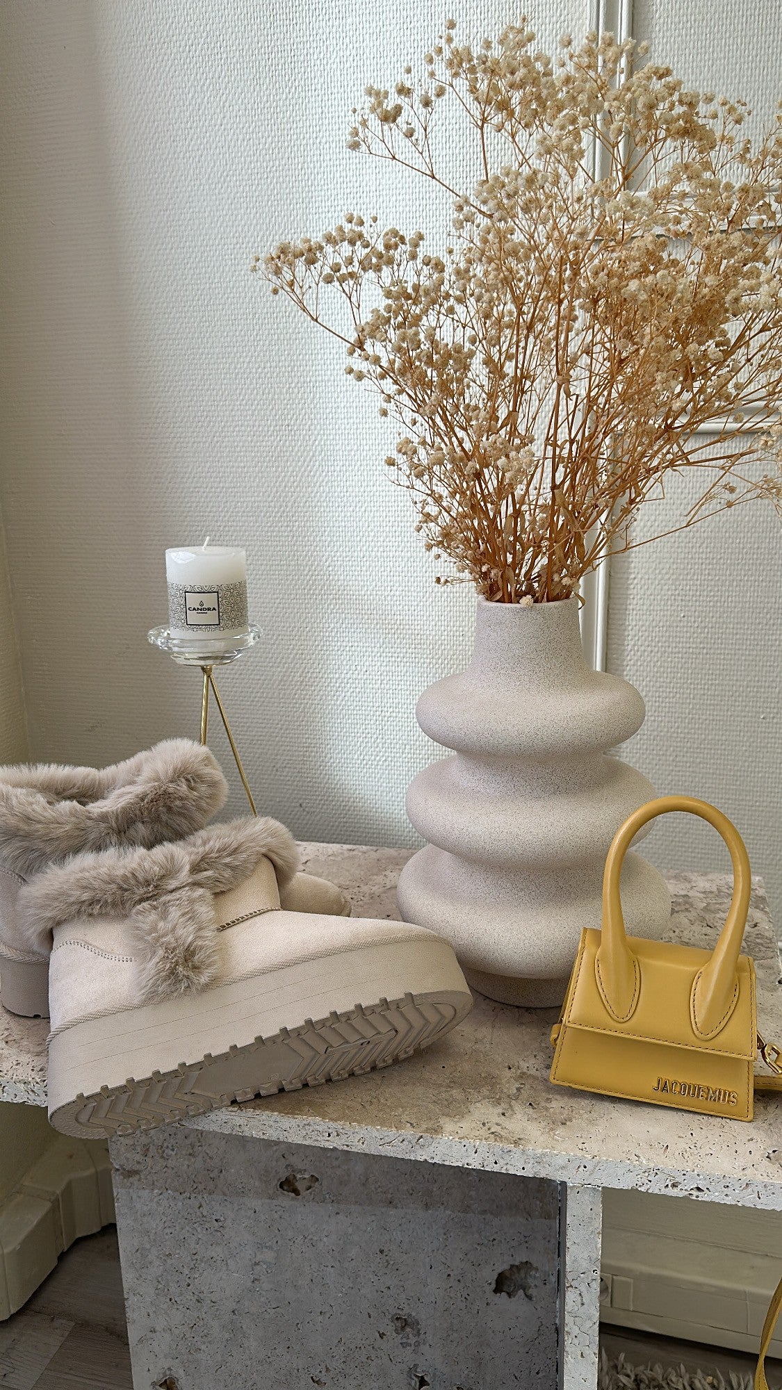 Bottine col fourrure - Beige