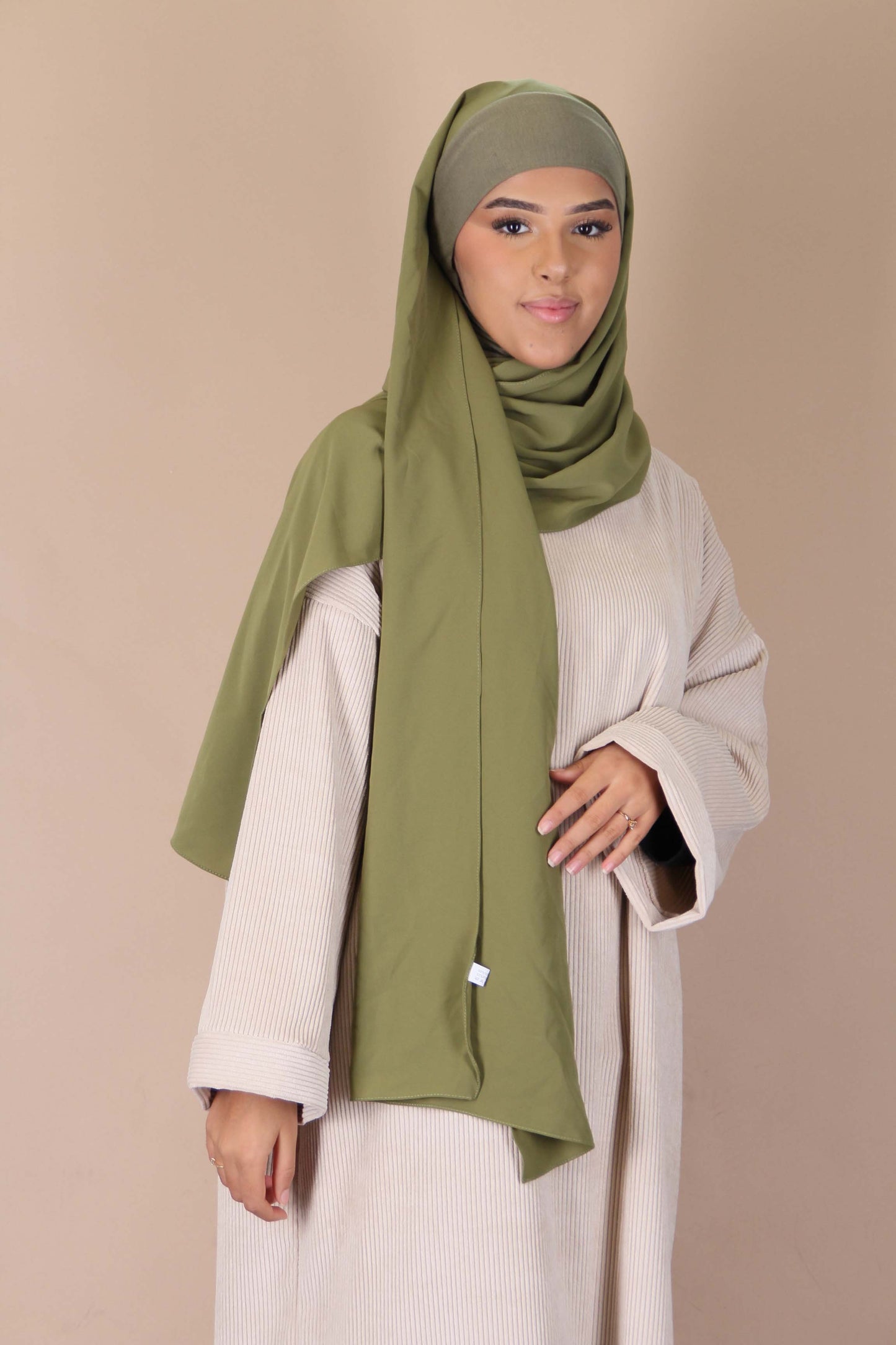 Hijab cagoule intégré - Vert olive