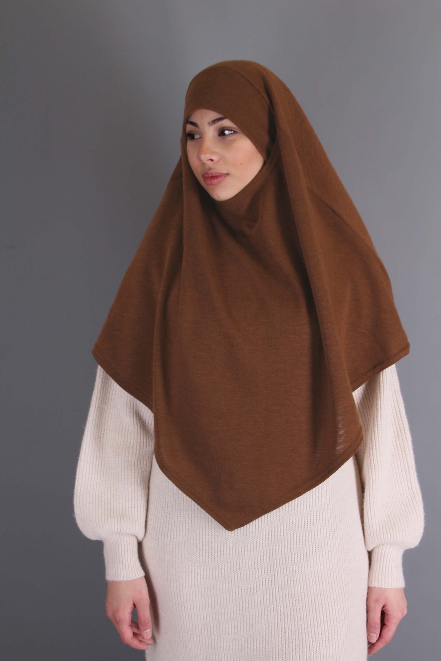 Khimar laine à enfiler- Russet