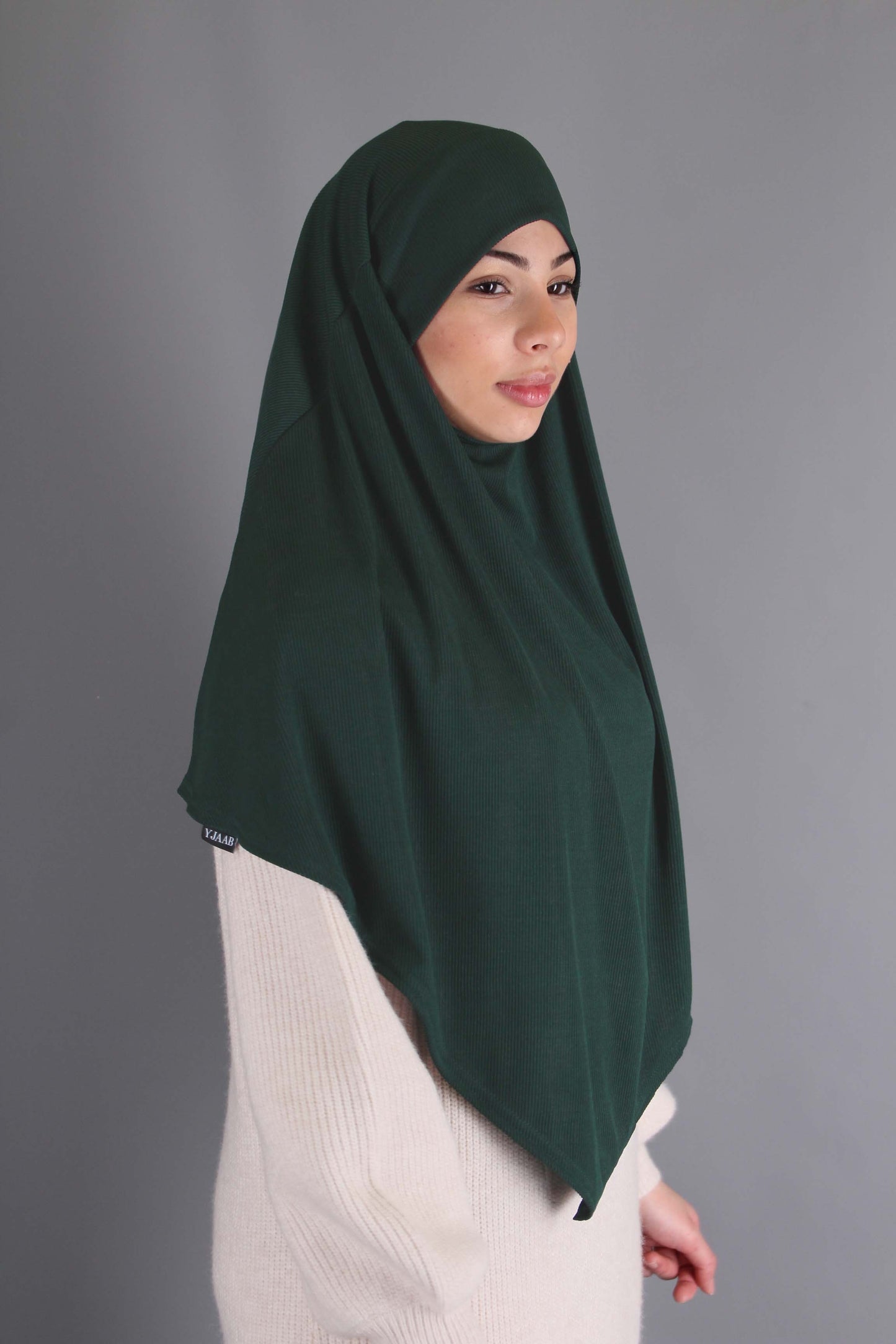 Khimar jersey côtelé à enfiler- Vert foncé
