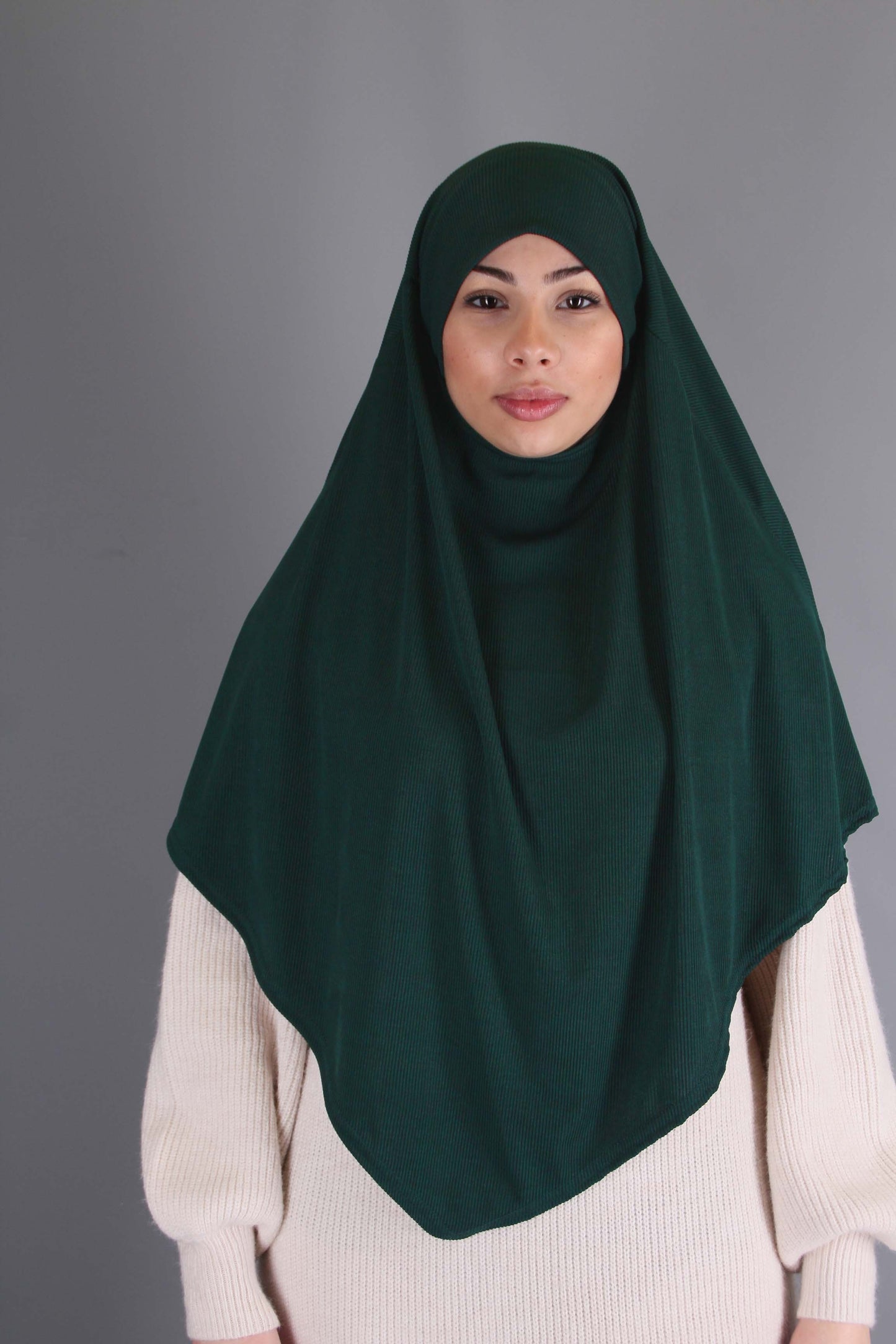 Khimar jersey côtelé à enfiler- Vert foncé