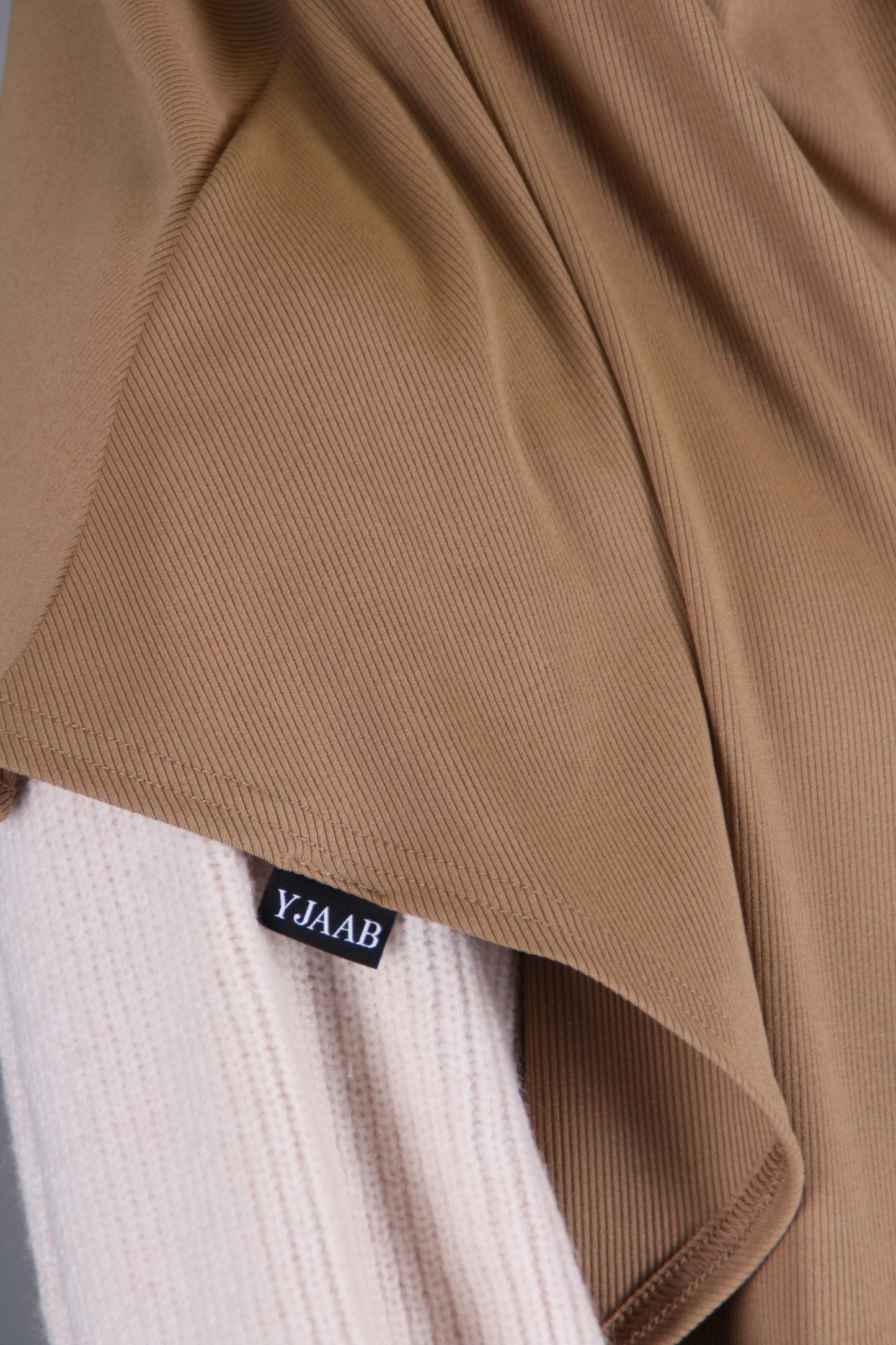 Khimar jersey côtelé à enfiler- Camel
