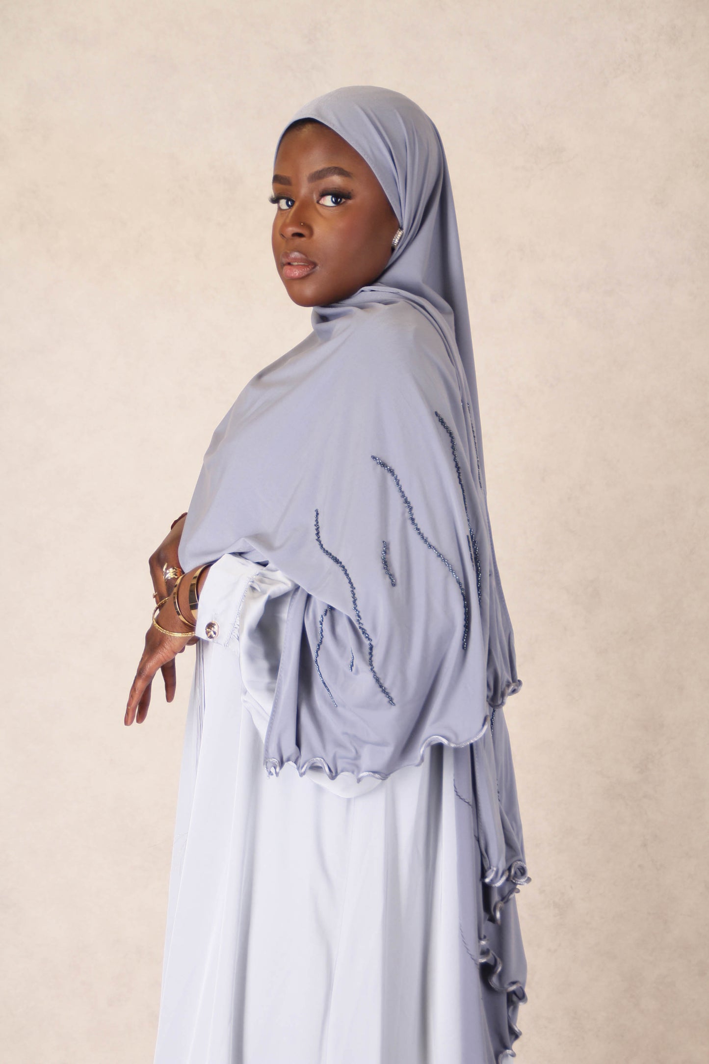 Hijab Jawhara - Bleu grisé