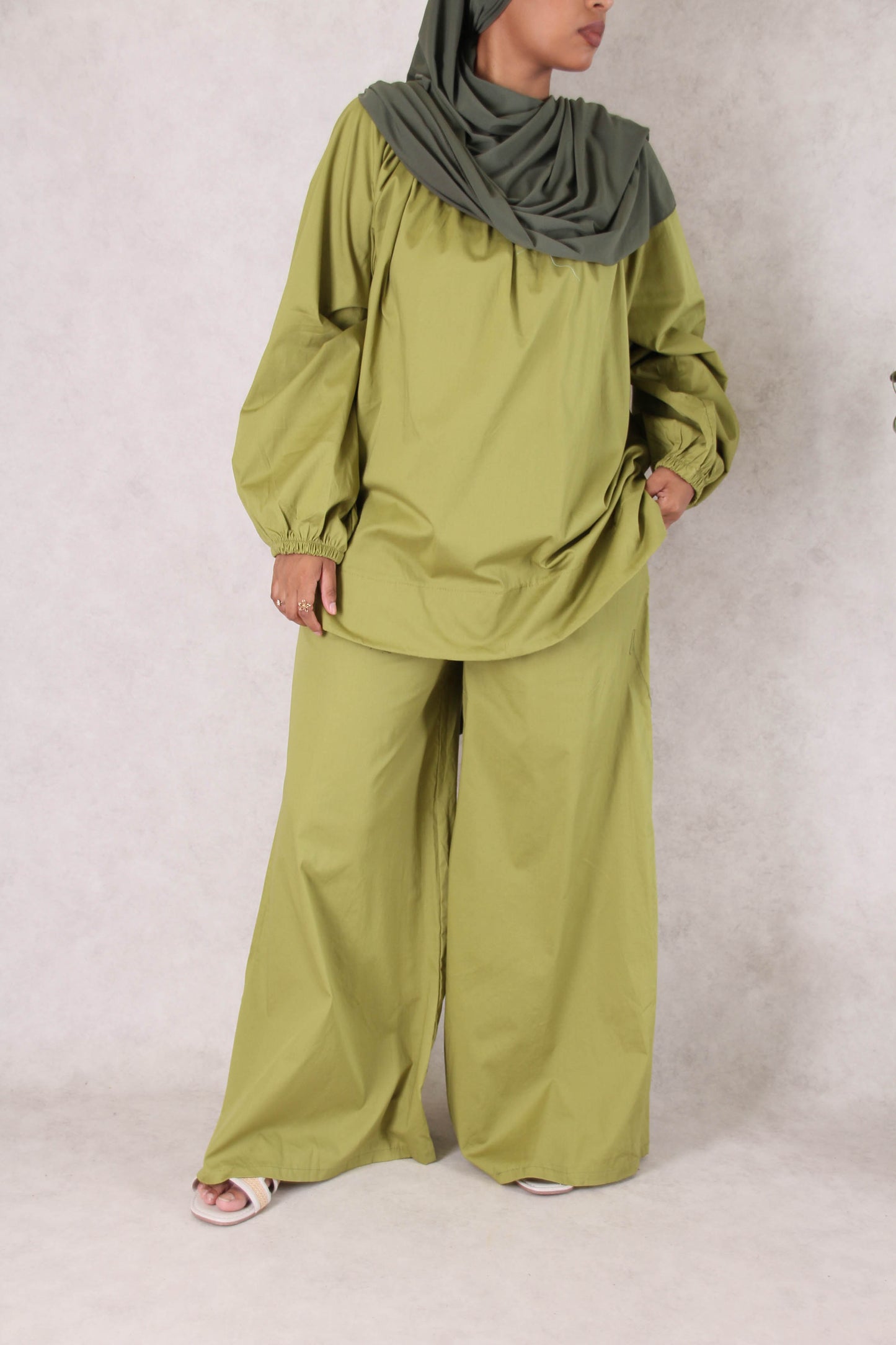 Ensemble Popeline - Vert olive clair