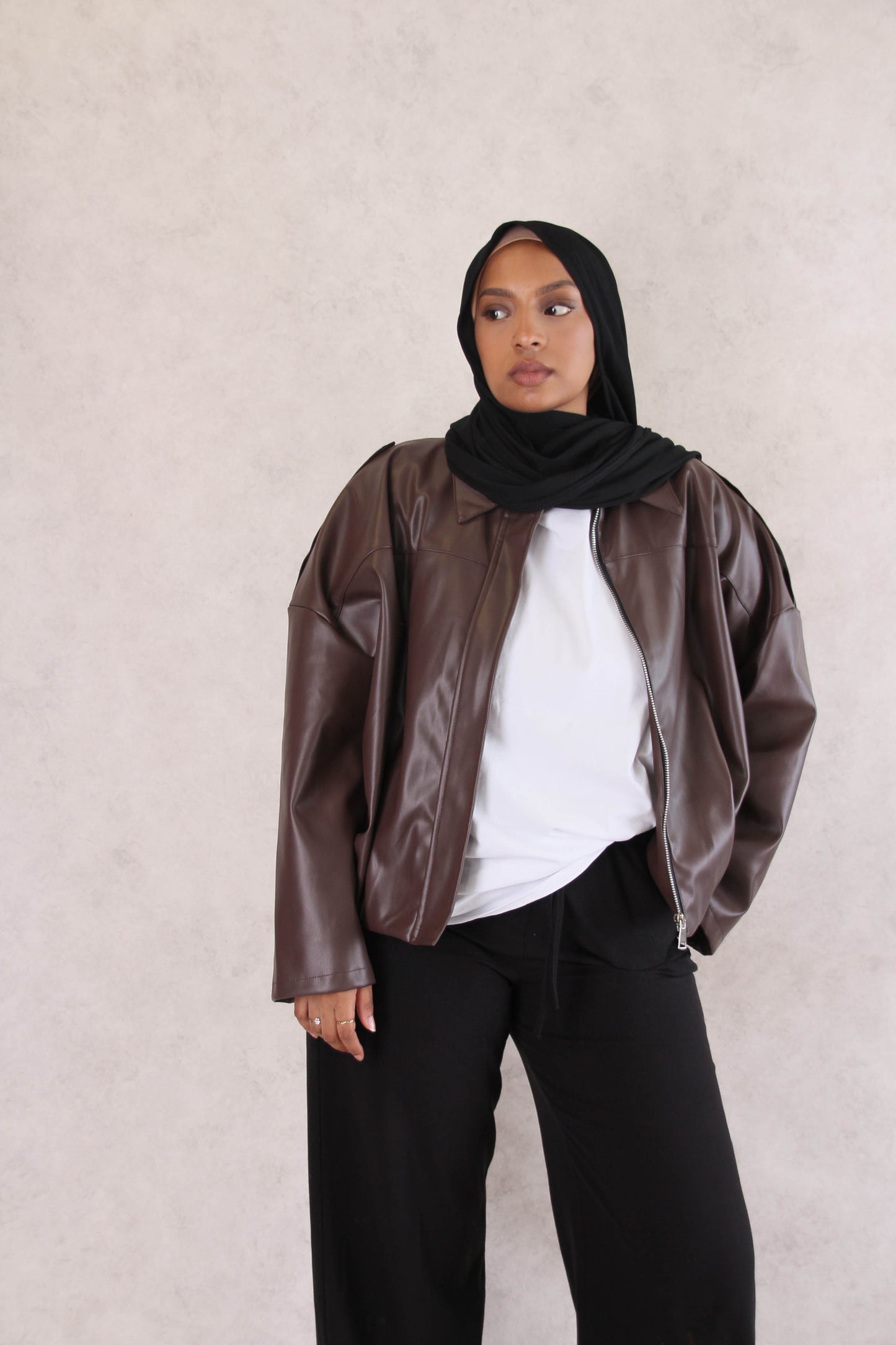 Veste simili cuir - Cacao