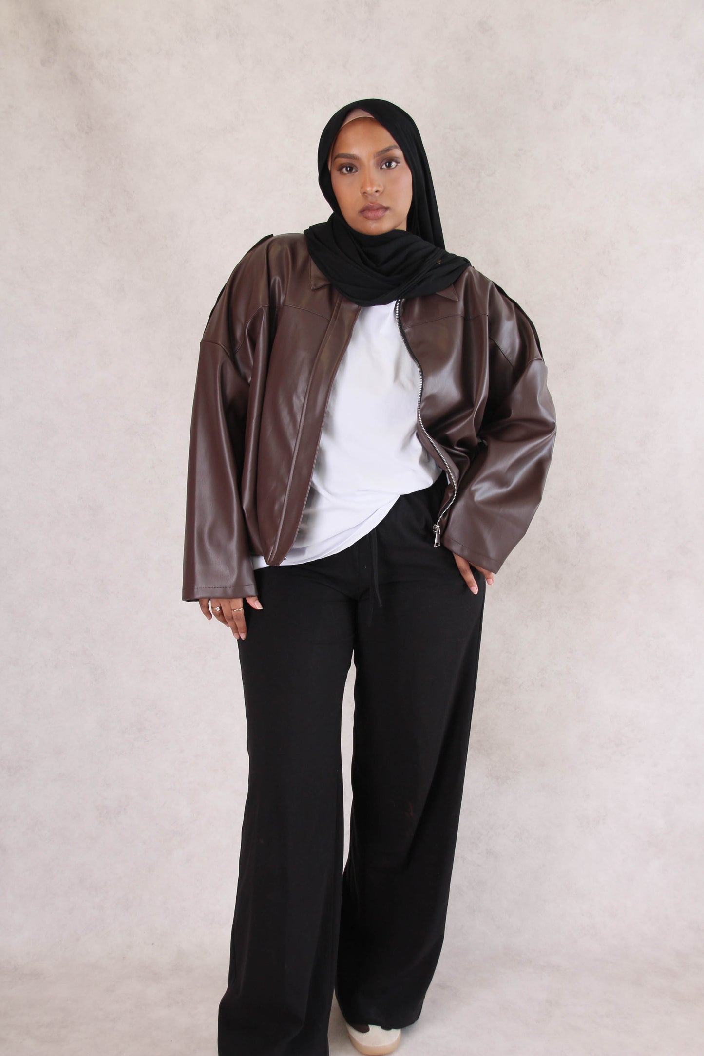 Veste simili cuir - Cacao