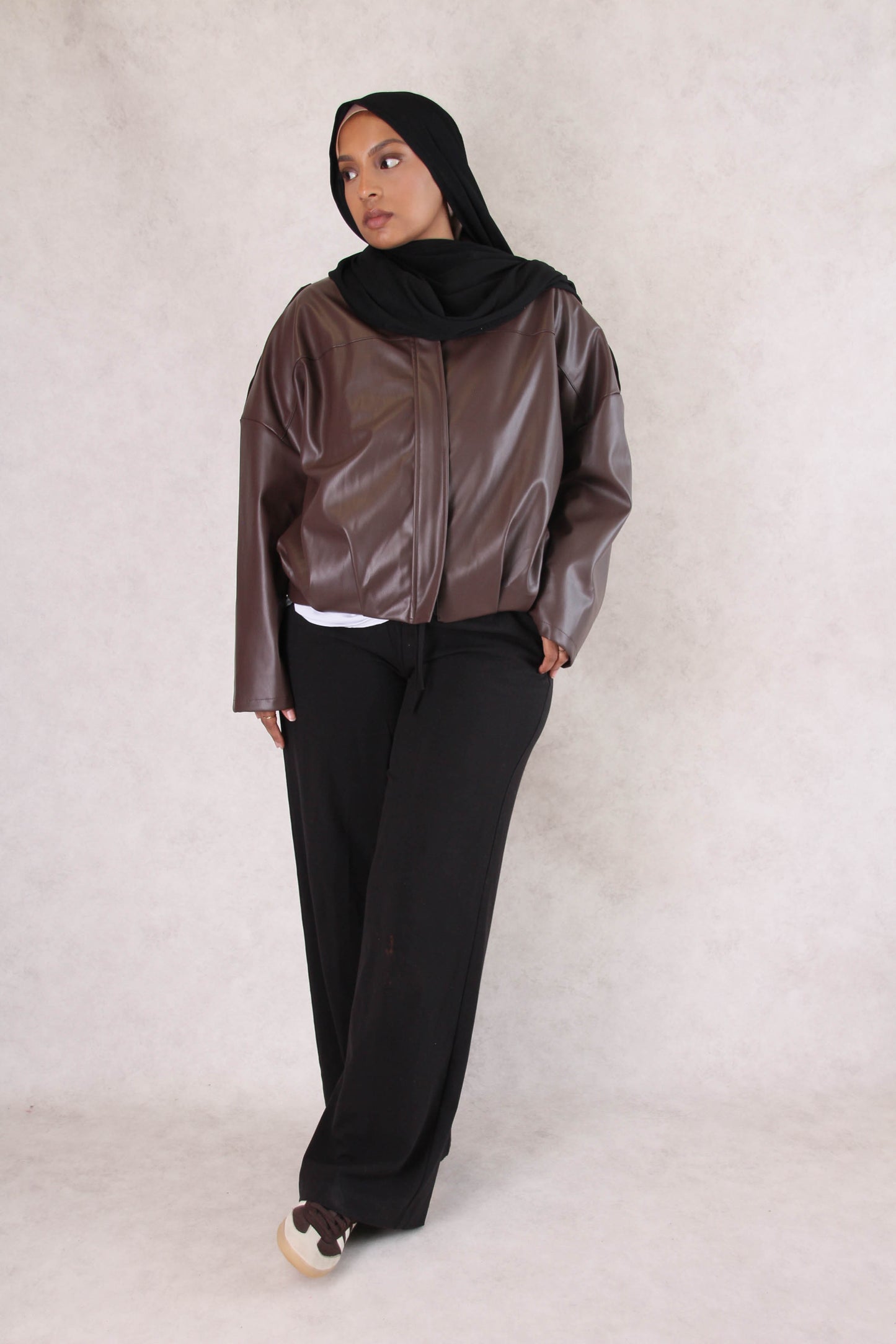 Veste simili cuir - Cacao