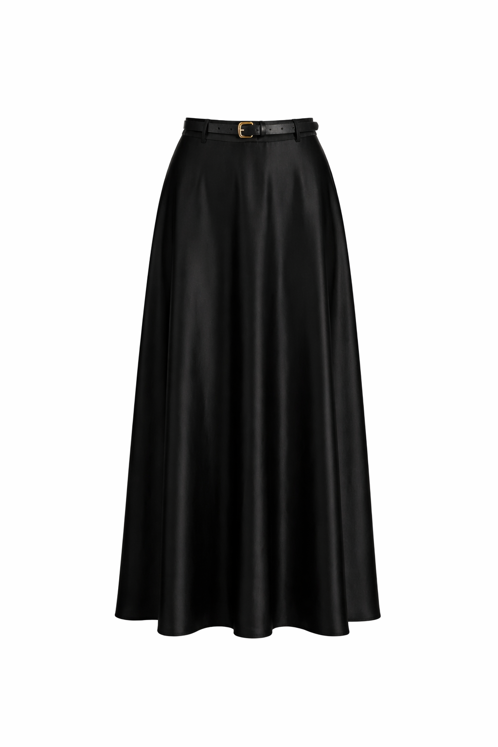 Jupe satinée avec ceinture - Noire