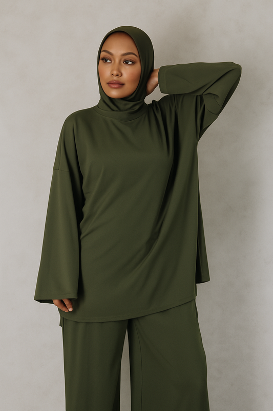 Burkini Malaisya avec cagoule  -  Kaki