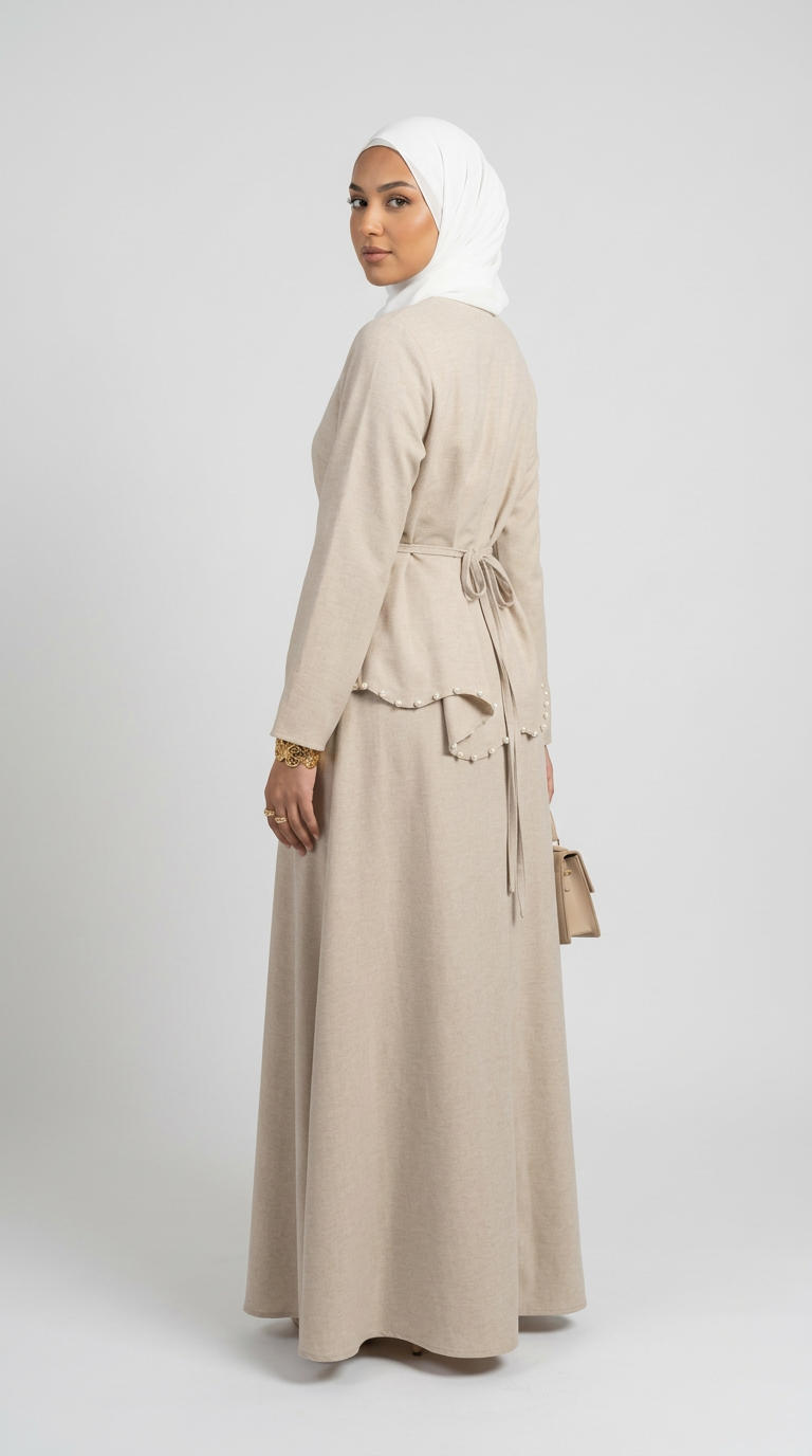 Ensemble perles beige