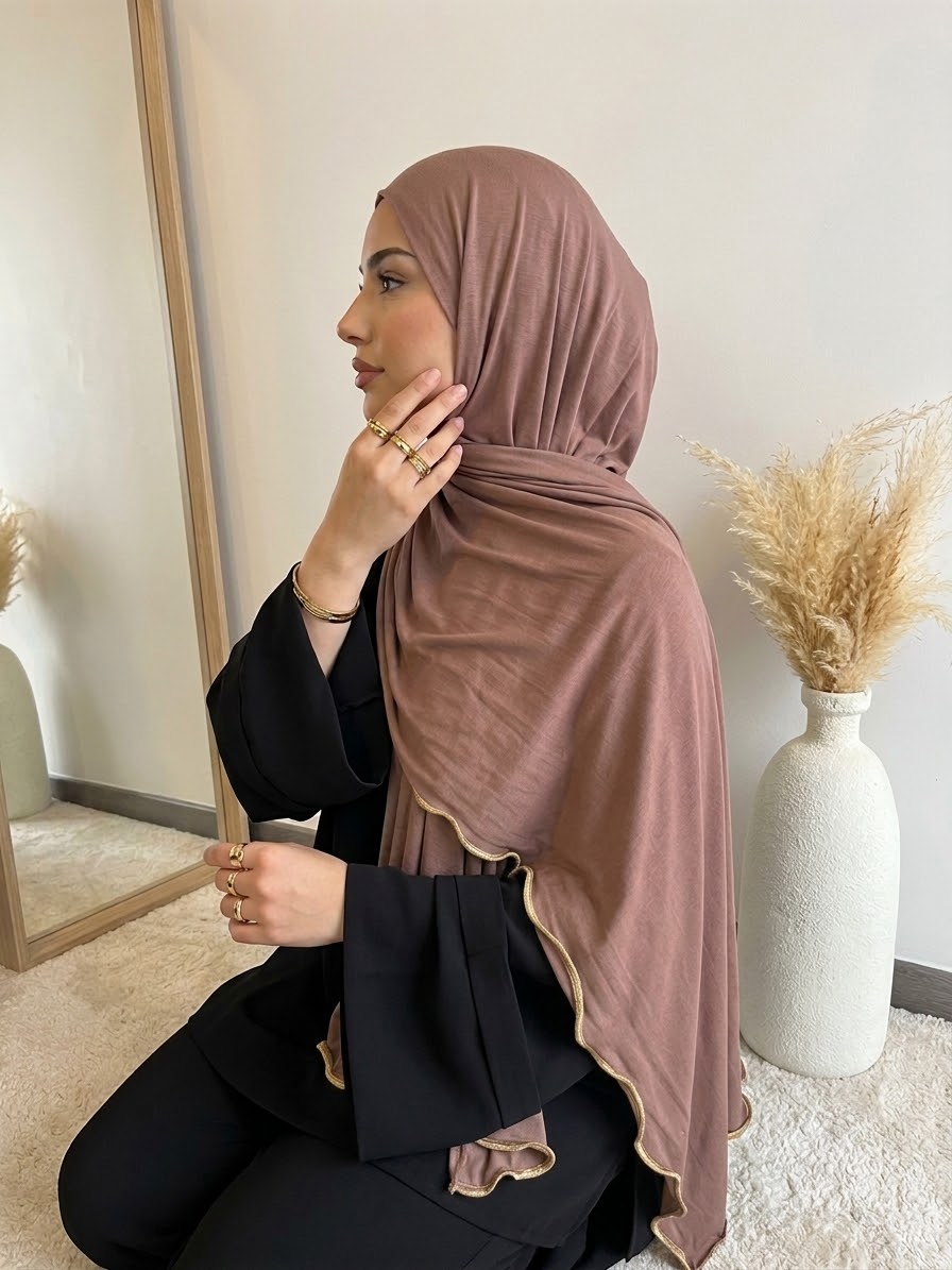 Hijab jersey frisé - camel