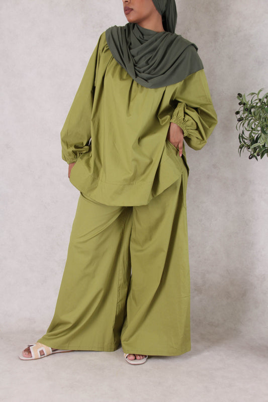 Ensemble Popeline - Vert olive clair
