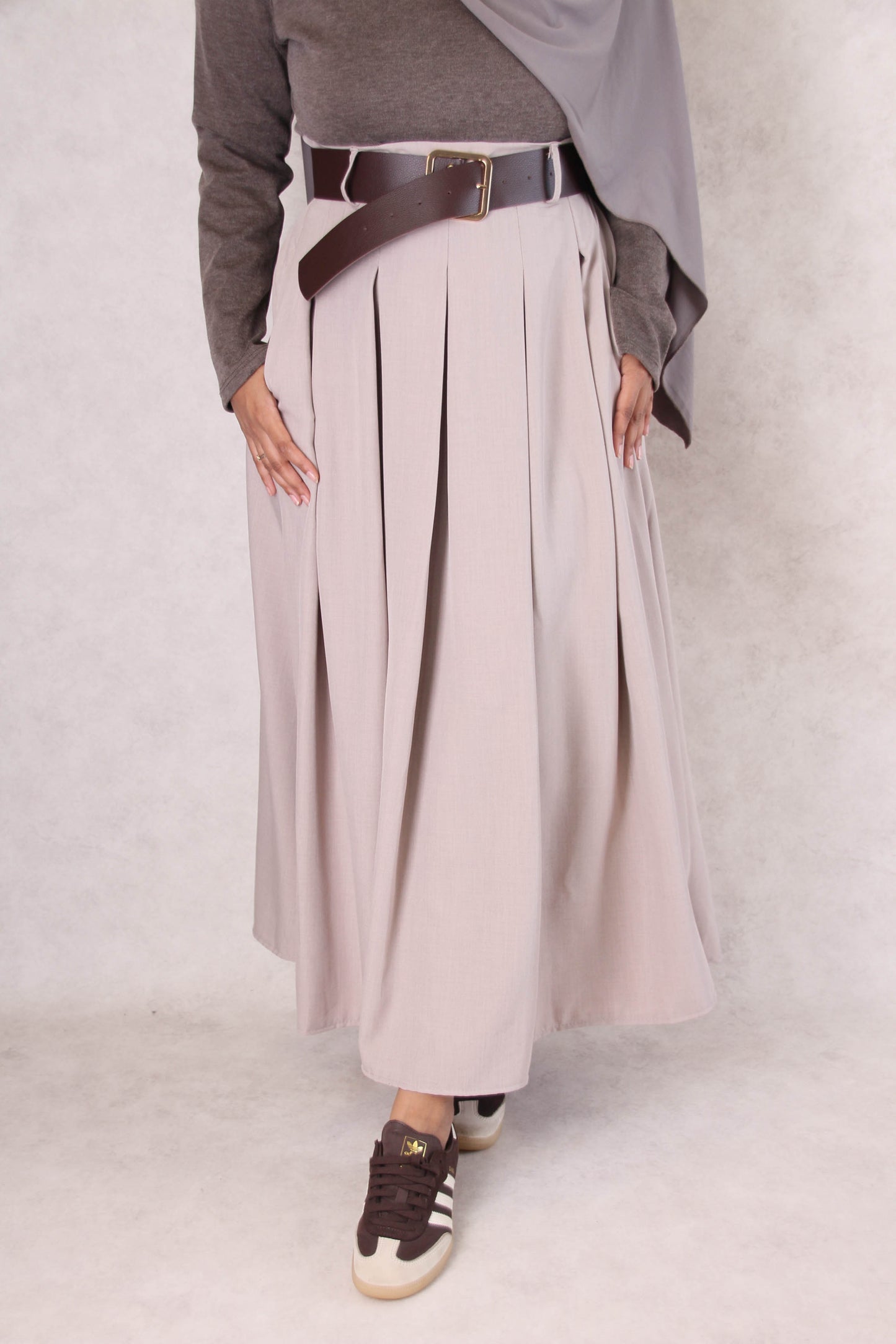 Robe 2 en 1 Plissée Taupe