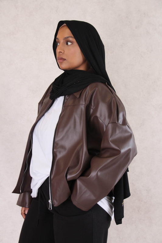 Veste simili cuir - Cacao